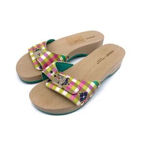 DR. SCHOLL'S x KATE SPADE New York Bella Plaid Slide Sandal Pink Green White 7